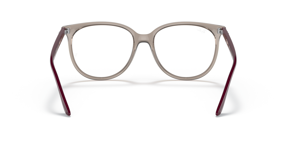 Ray-Ban RX4378V prescription eyeglass frames, front view; light brown with maroon tipped arms