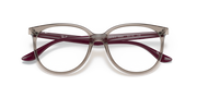 Ray-Ban RX4378V prescription eyeglass frames, front view; light brown with maroon inner detailing