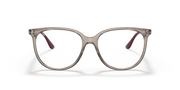 Ray-Ban RX4378V prescription eyeglass frames, light brown full-rim with maroon accents