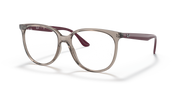 Ray-Ban RX4378V prescription eyeglass frames, light brown with dark maroon temples