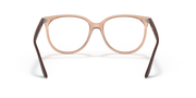 Ray-Ban RX4378V prescription eyeglass frames, front view; light brown with maroon accent arms