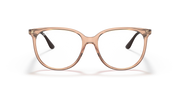 Ray-Ban RX4378V prescription eyeglass frames, front view; light brown frame with maroon temple tips