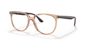 Ray-Ban RX4378V prescription eyeglass frames, front view; warm light brown with maroon accents