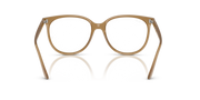 Ray-Ban oval eyeglass frames in light brown, front view with glossy finish