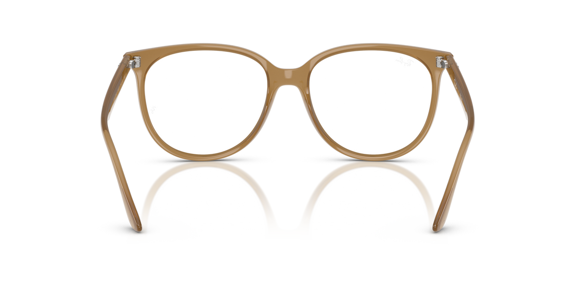 Ray-Ban oval eyeglass frames in light brown, front view with glossy finish
