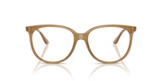 Ray-Ban oval eyeglass frames, light brown translucent front view