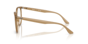 Ray-Ban light brown eyeglass frames, side profile with thin metal temples