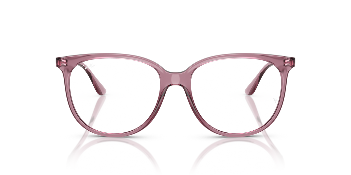 Ray-Ban oval eyeglass frames, light purple translucent front view