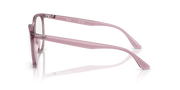 Ray-Ban light purple eyeglass frames, side profile with slim metal temples