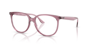 Ray-Ban oval eyeglass frames in light purple with clear temple tips