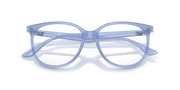 Ray-Ban RX4378V prescription eyeglass frames, light blue translucent front side angle