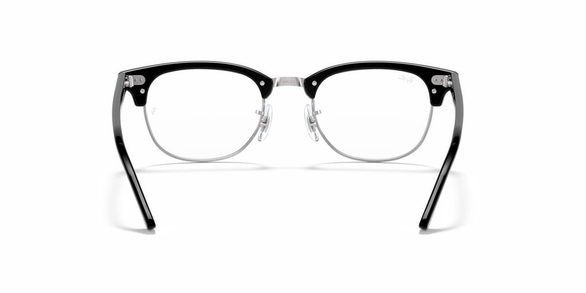 Black Clubmaster prescription eyeglass frames, front view with round lenses