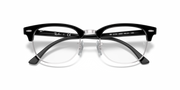 Black Clubmaster prescription eyeglass frames with dark front and round lenses