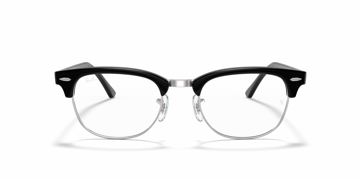 Black Clubmaster prescription eyeglass frames with round lenses