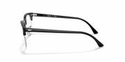 Black Clubmaster eyeglass frames, side profile with metal temples