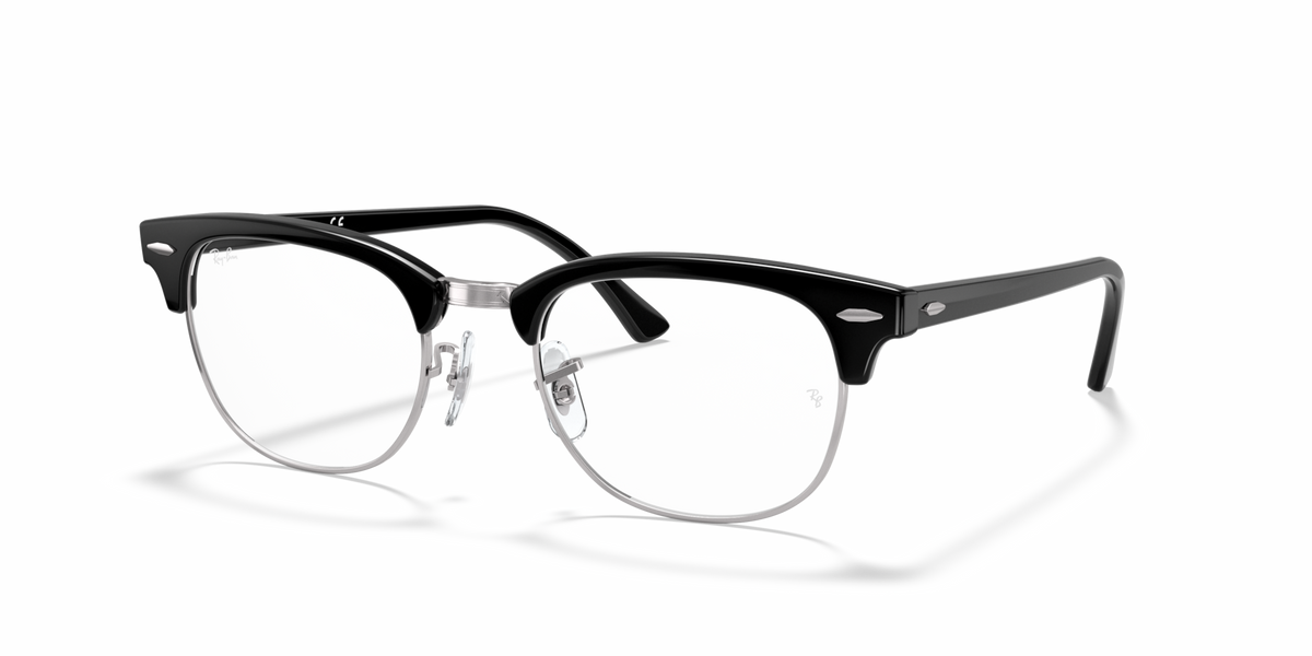 Ray-Ban Clubmaster prescription frames, black angled side view and arms