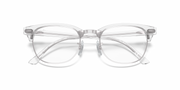 Clear Clubmaster prescription eyeglass frames, angled front view with round lenses