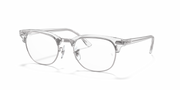 Clear Clubmaster prescription eyeglass frames with round lenses and transparent rims