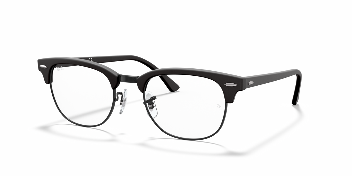 Ray-Ban Clubmaster prescription frames, matte black with shield arms