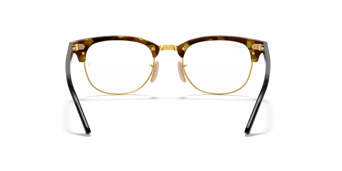 Eyeglass frames front view with brown tortoise-look acetate and clear lens openings