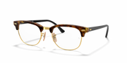 Ray-Ban Clubmaster Rx frames in brown tortoise, front view with clear lenses