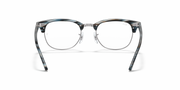 Eyeglass frames front view with translucent blue-gray patterned acetate