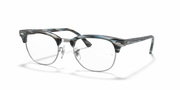 Eyeglass frames with translucent blue-gray patterned acetate and silver-tone temples
