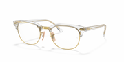 Eyeglass frames with translucent light-gold acetate and gold-tone metal details