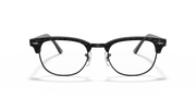 Matte black clubmaster eyeglass frames with clear lenses