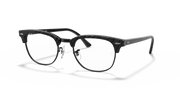 Matte black clubmaster eyeglass frames with clear lenses, front view