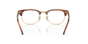 Brown tortoise-style eyeglass frames with round prescription lenses
