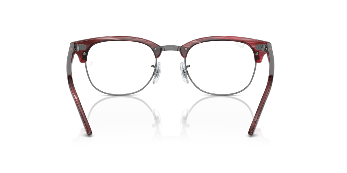 Ray-Ban Clubmaster Rx frames in red Havana, front view with two lenses