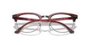 Ray-Ban Clubmaster Rx frames in red Havana, front close-up with brow bar