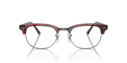 Ray-Ban Clubmaster Rx frames in red Havana, front view with clear lenses