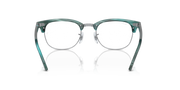 Ray-Ban Clubmaster Rx frames in teal green, front view with clear lenses