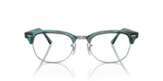 Ray-Ban Clubmaster Rx frames in teal green, front view with two lenses
