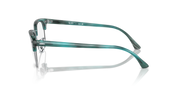 Ray-Ban Clubmaster Rx frames in teal green, side profile with metal temples