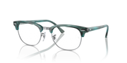 Ray-Ban Clubmaster Rx frames in teal green, front view with clear lenses