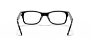 Black prescription eyewear frames with rectangular lenses and angular arms
