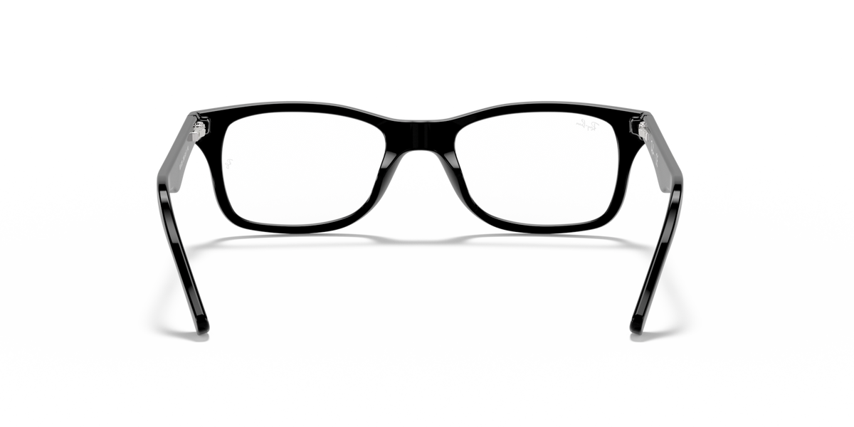 Black prescription eyewear frames with rectangular lenses and angular arms