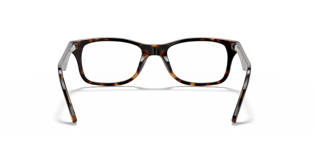 Dark Havana prescription eyewear frames with light grey temples, clear lenses