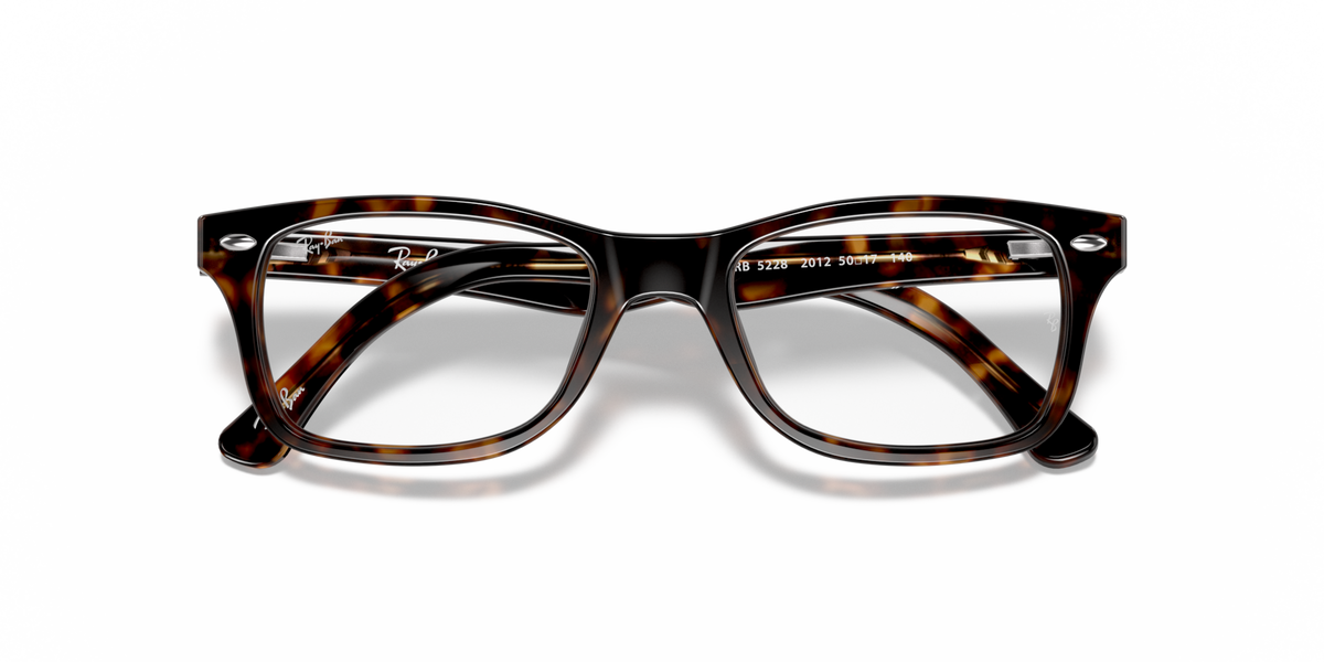 Ray-Ban Dark Havana prescription eyewear frames, front view with inner temple markings