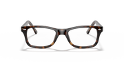 Dark Havana rectangular prescription eyewear frames, thick acetate, clear lenses