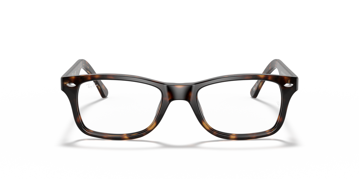 Dark Havana rectangular prescription eyewear frames, thick acetate, clear lenses
