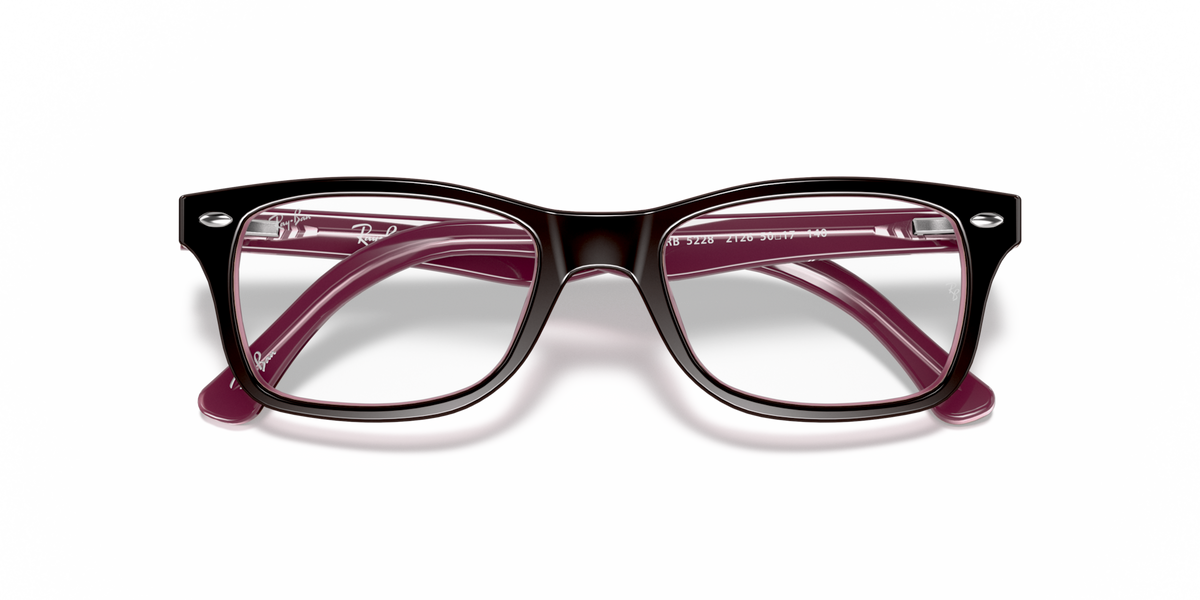 Ray-Ban maroon prescription eyewear frames, front view with inner temple markings