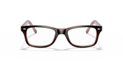 Maroon rectangular prescription eyewear frames, thick acetate, clear lenses