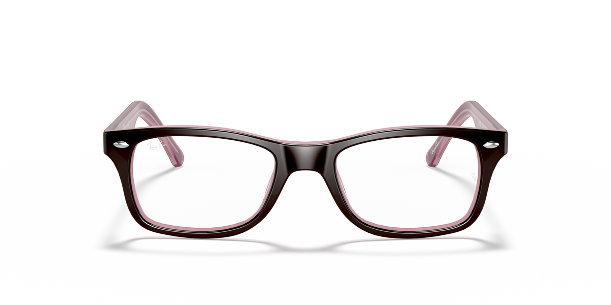 Maroon rectangular prescription eyewear frames, thick acetate, clear lenses