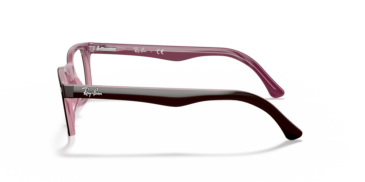 Maroon prescription eyewear frames, side profile with thick acetate temples