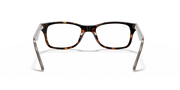 Prescription eyewear frames, tortoise pattern front with clear lenses, straight-on view.