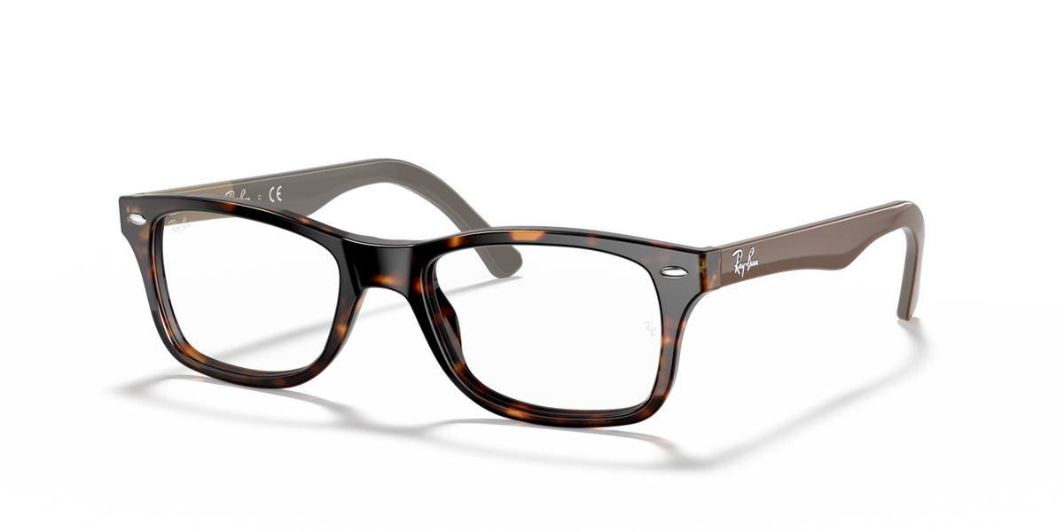 Prescription eyewear frames, brown-tortoise style with clear lenses, front view.